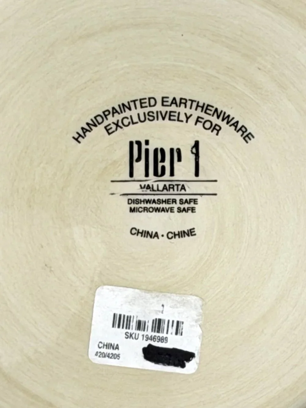 Pier 1 Vallarta Hand Painted Earthenware Serving Platter, 13 Inch Round Plate